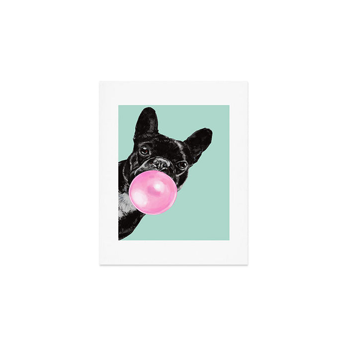 Bubble Gum Sneaky French Bulldog in Green Art Print Gallery Image 1