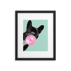 Bubble Gum Sneaky French Bulldog in Green Framed Art Print Gallery Image 6
