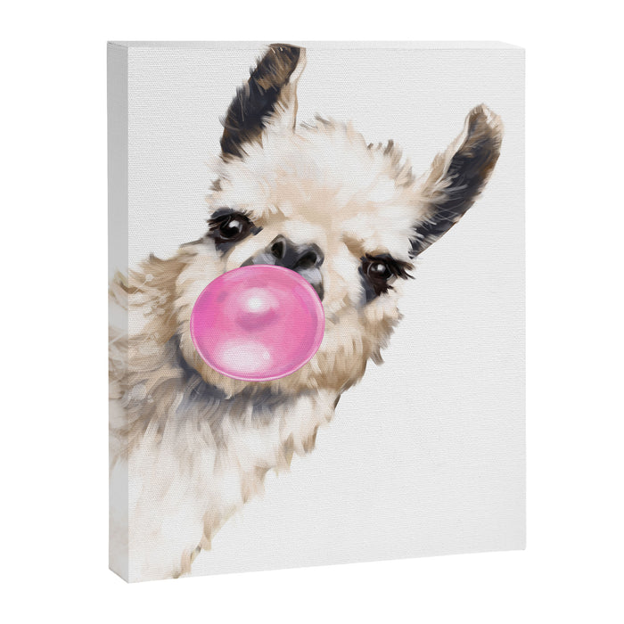 Bubble Gum Sneaky Llama Canvas Print Gallery Image 1