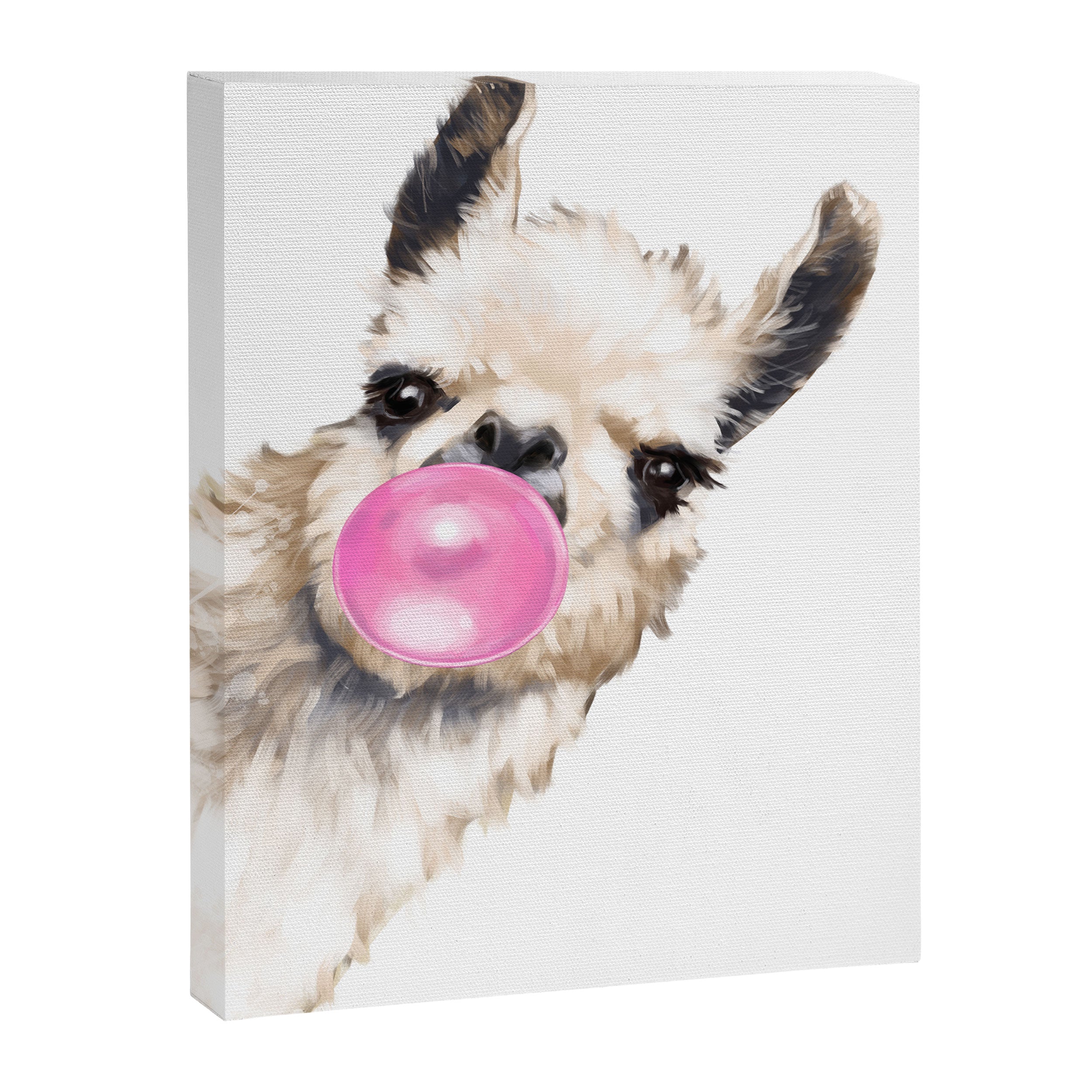 Bubble Gum Sneaky Llama Canvas Print Gallery Image 8