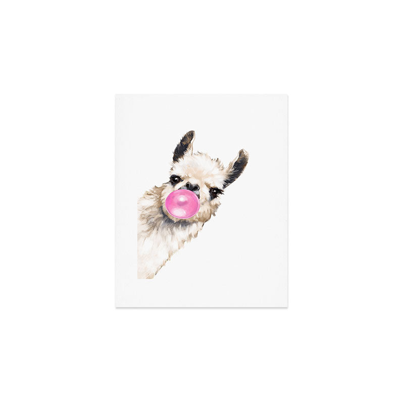 Bubble Gum Sneaky Llama Art Print Gallery Image 1