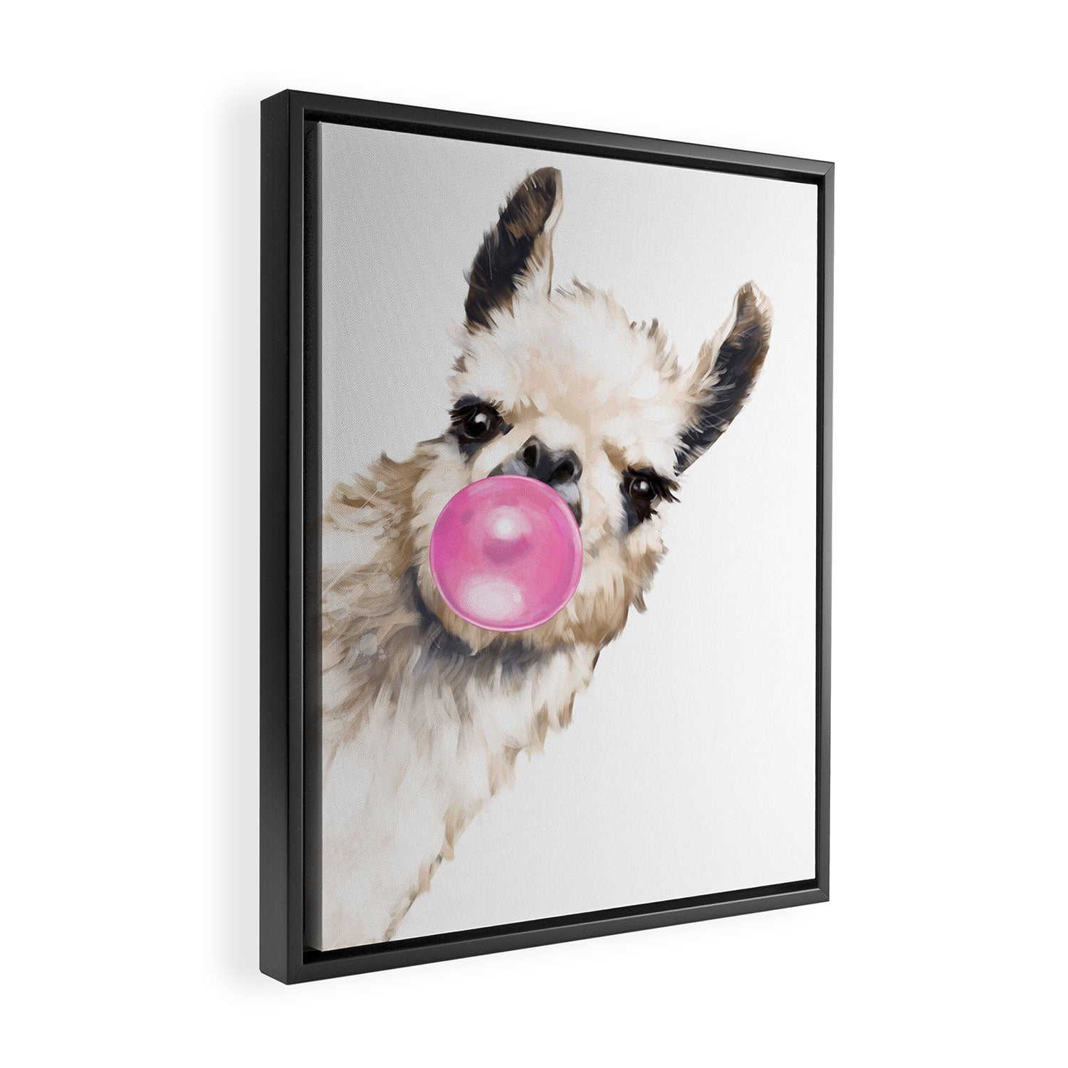 Bubble Gum Sneaky Llama Framed Canvas Print Gallery Image 2