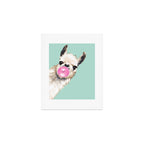 Bubble Gum Sneaky Llama in Green Art Print Gallery Image 1