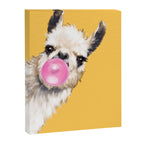 Bubble Gum Sneaky Llama in Yellow Canvas Print Gallery Image 8