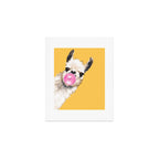 Bubble Gum Sneaky Llama in Yellow Art Print Gallery Image 1