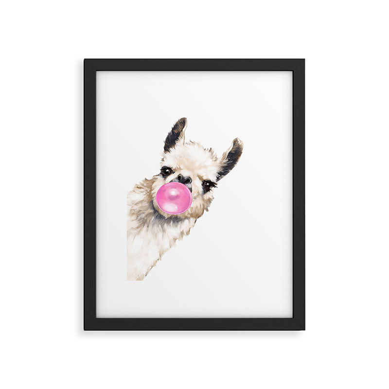 Bubble Gum Sneaky Llama Framed Art Print Gallery Image 6
