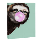 Bubble Gum Sneaky Sloth in Green Canvas Print Gallery Image 8