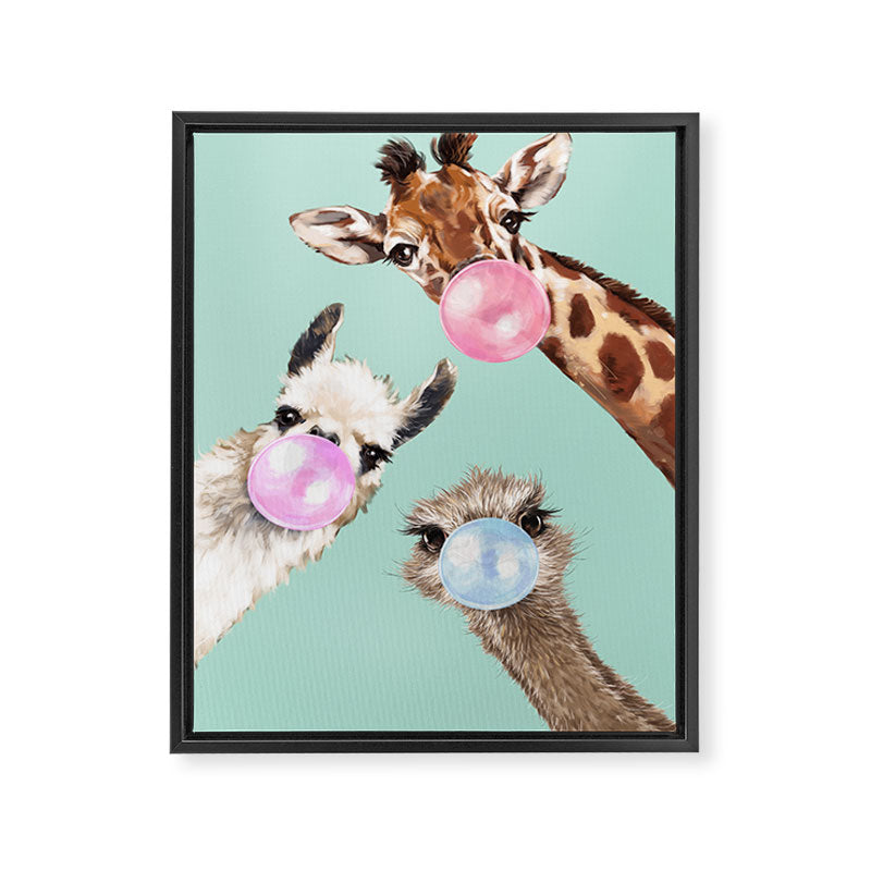 Bubblegum Gangs in Green Framed Canvas Print Gallery Image 8