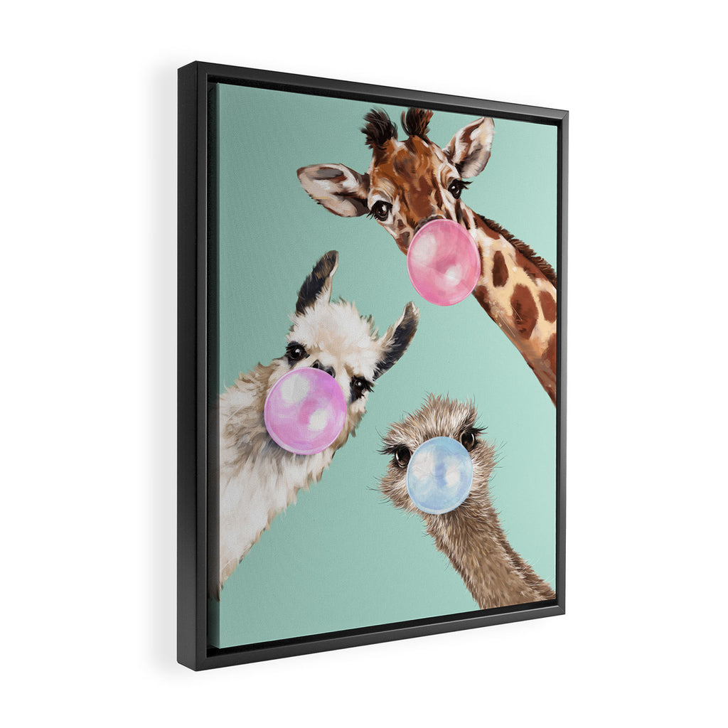 Bubblegum Gangs in Green Framed Canvas Print Gallery Image 2