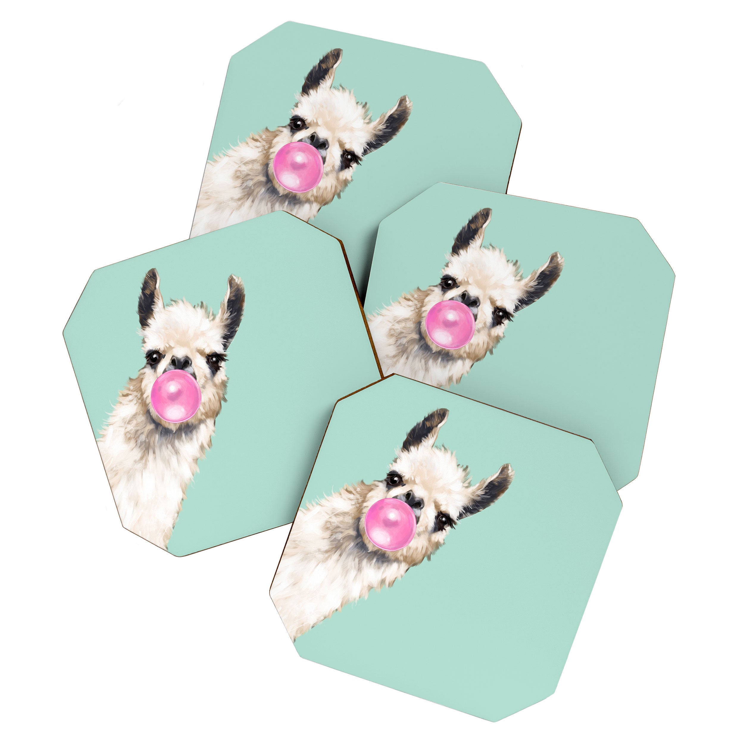 Bubblegum Sneaky Llama in Green Coaster Gallery Image 1