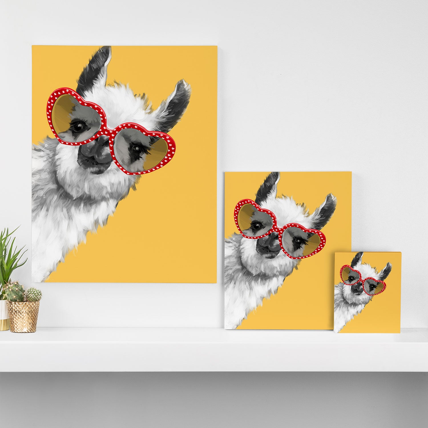 Fashion Hipster Llama with Glasses Canvas Print Gallery Image 3