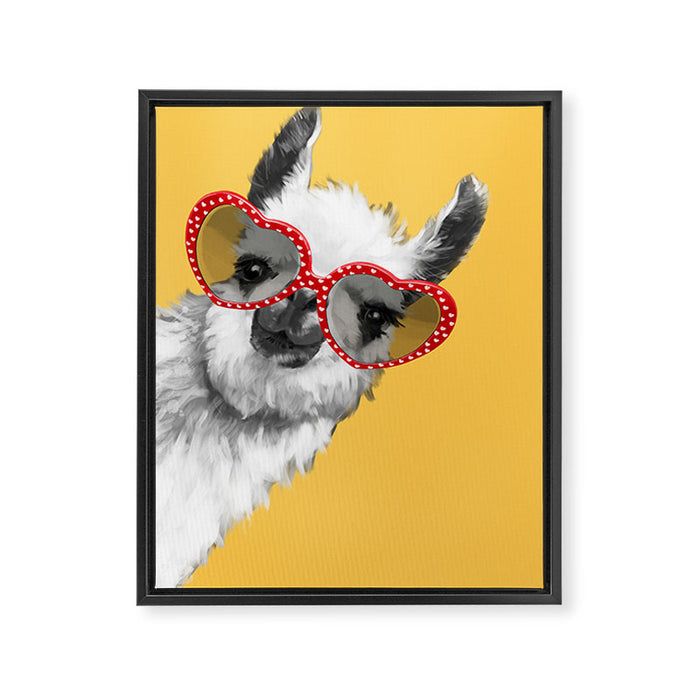 Fashion Hipster Llama with Glasses Framed Canvas Print Gallery Image 1