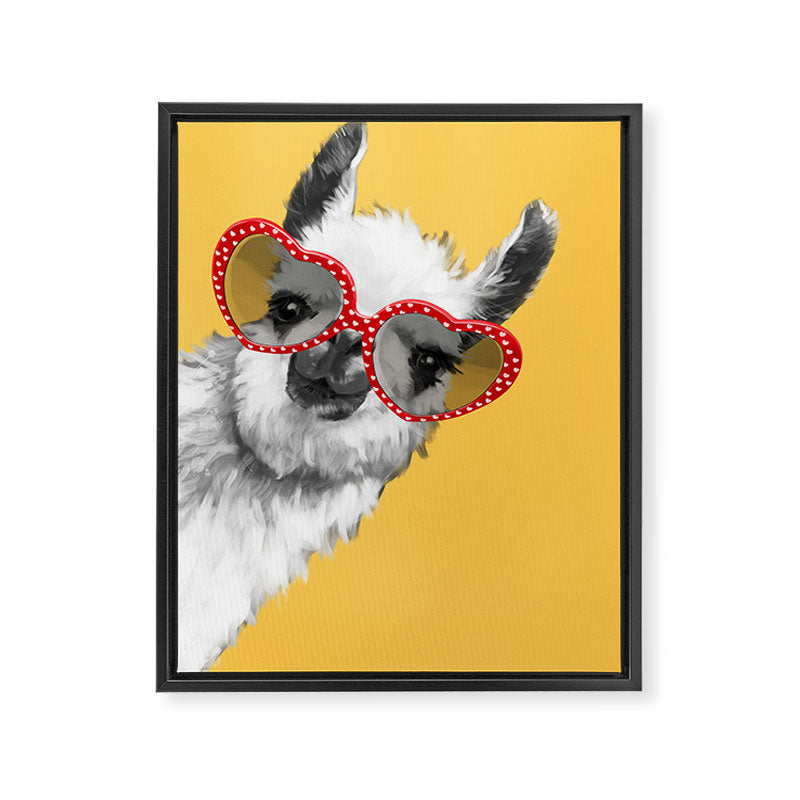 Fashion Hipster Llama with Glasses Framed Canvas Print Gallery Image 8