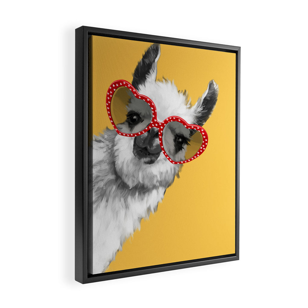 Fashion Hipster Llama with Glasses Framed Canvas Print Gallery Image 2
