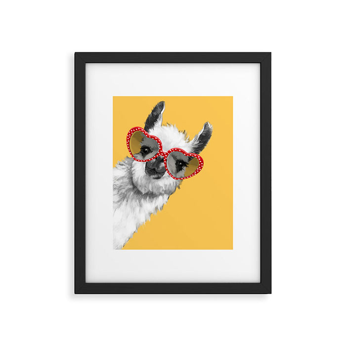 Fashion Hipster Llama with Glasses Framed Art Print Gallery Image 1