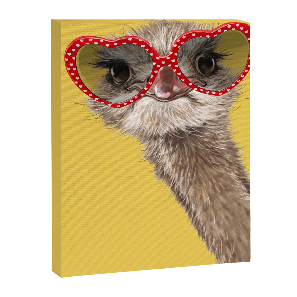 Fashion Hipster Ostrich in Yellow Canvas Print Gallery Image 8