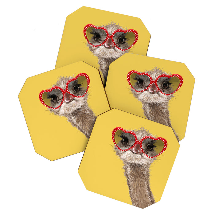 Fashion Hipster Ostrich in Yellow Coaster Gallery Image 1