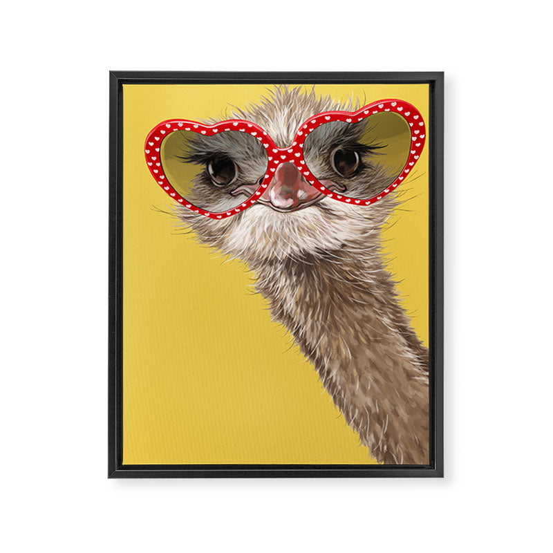 Fashion Hipster Ostrich in Yellow Framed Canvas Print Gallery Image 8