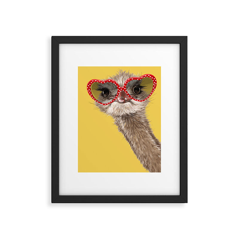 Fashion Hipster Ostrich in Yellow Framed Art Print Gallery Image 6