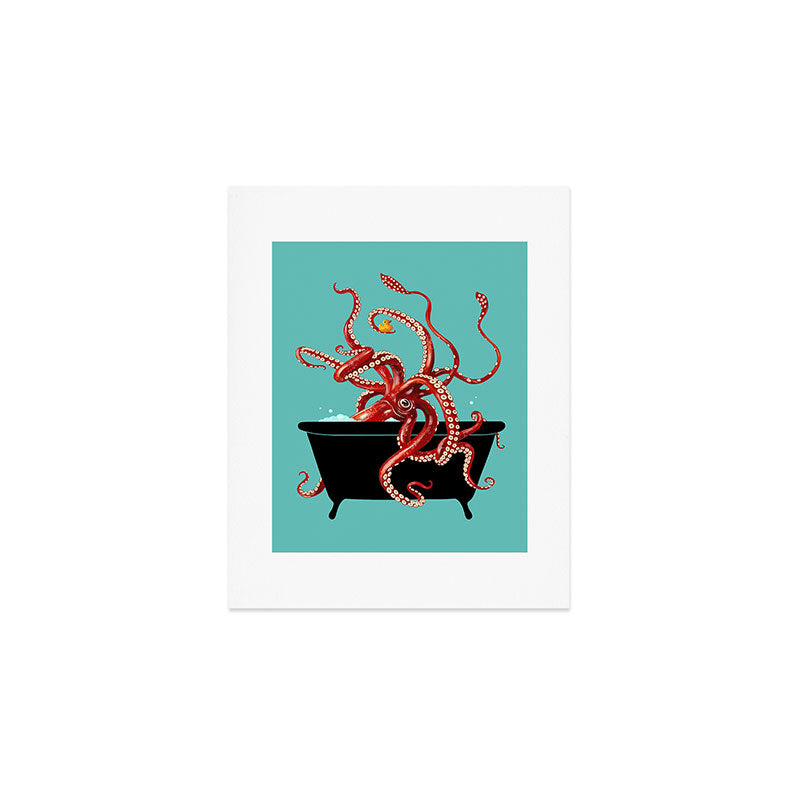 Giant Squid in Bathtub Art Print Gallery Image 1