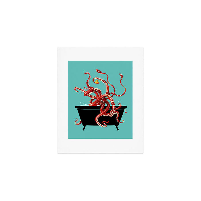 Giant Squid in Bathtub Art Print Gallery Image 1