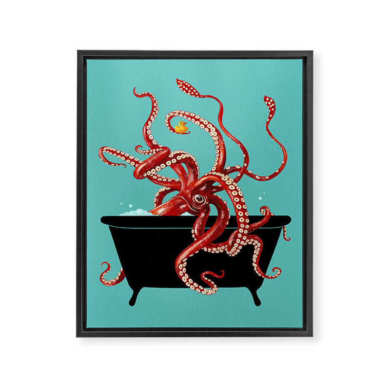 Giant Squid in Bathtub Framed Canvas Print Gallery Image 8