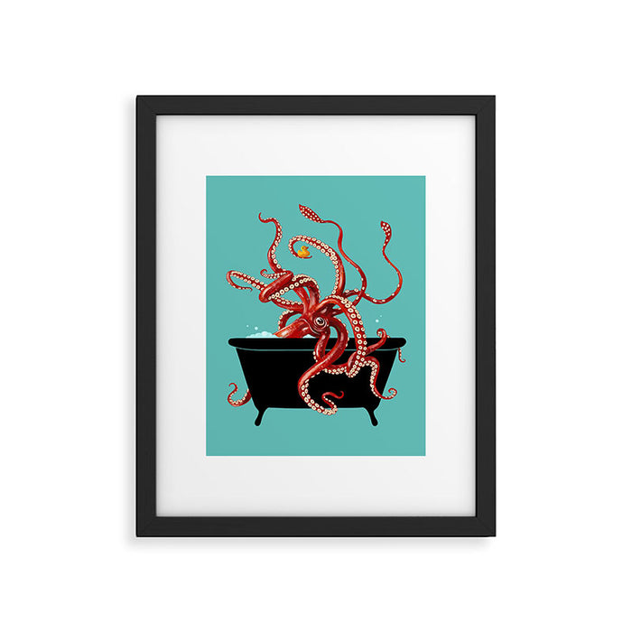 Giant Squid in Bathtub Framed Art Print Gallery Image 1