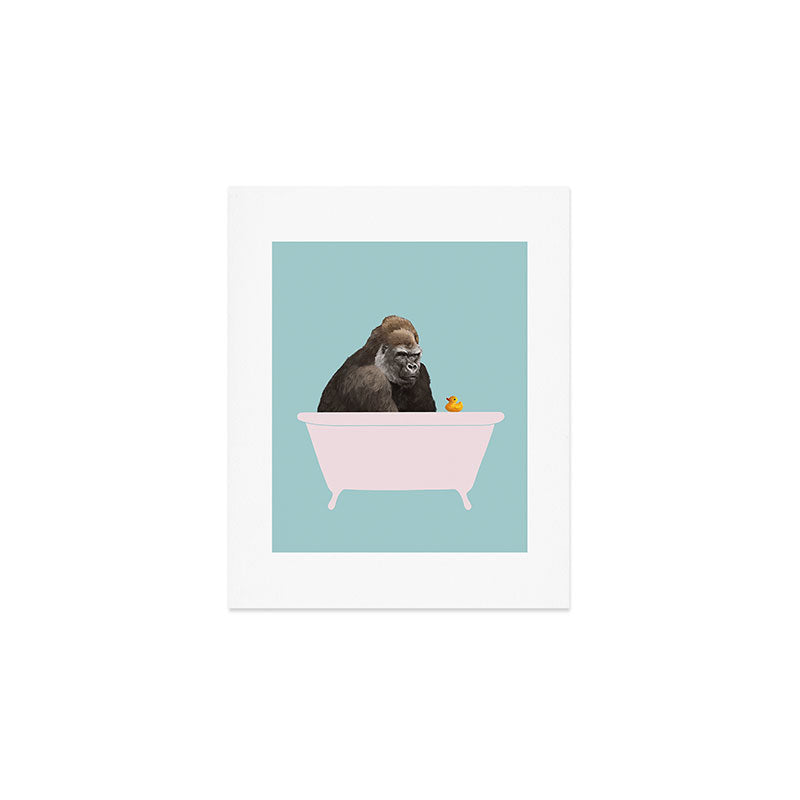 Gorilla in Bathtub Art Print Gallery Image 1