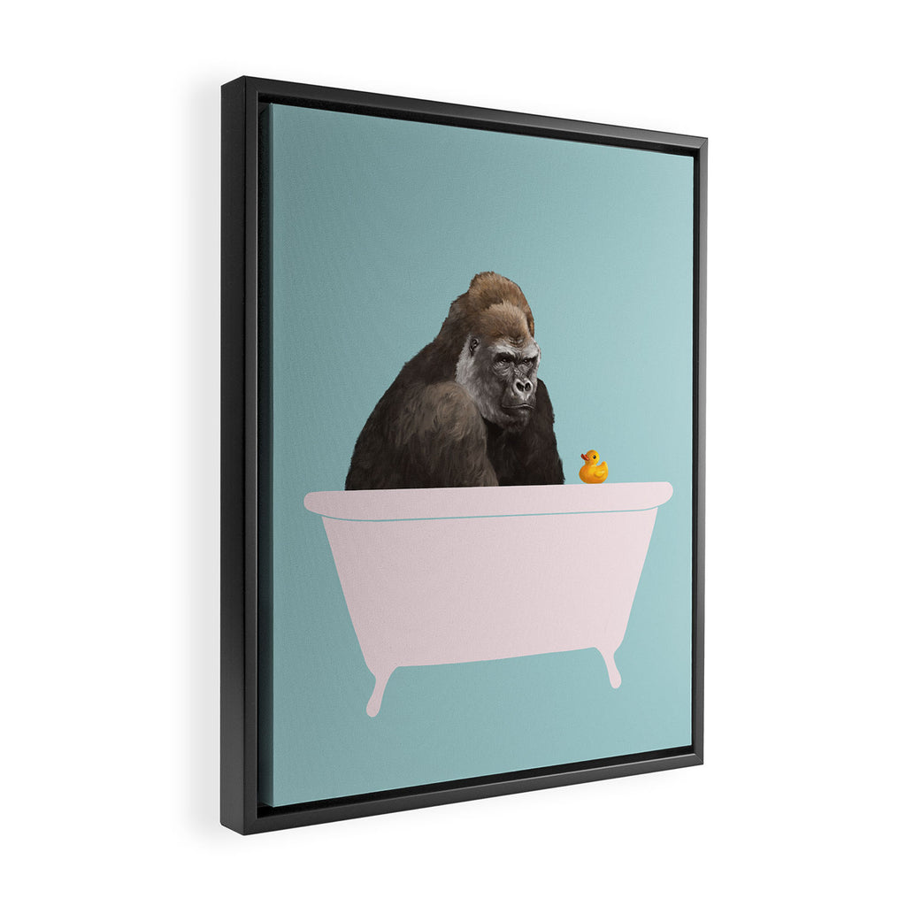 Gorilla in Bathtub Framed Canvas Print Gallery Image 2