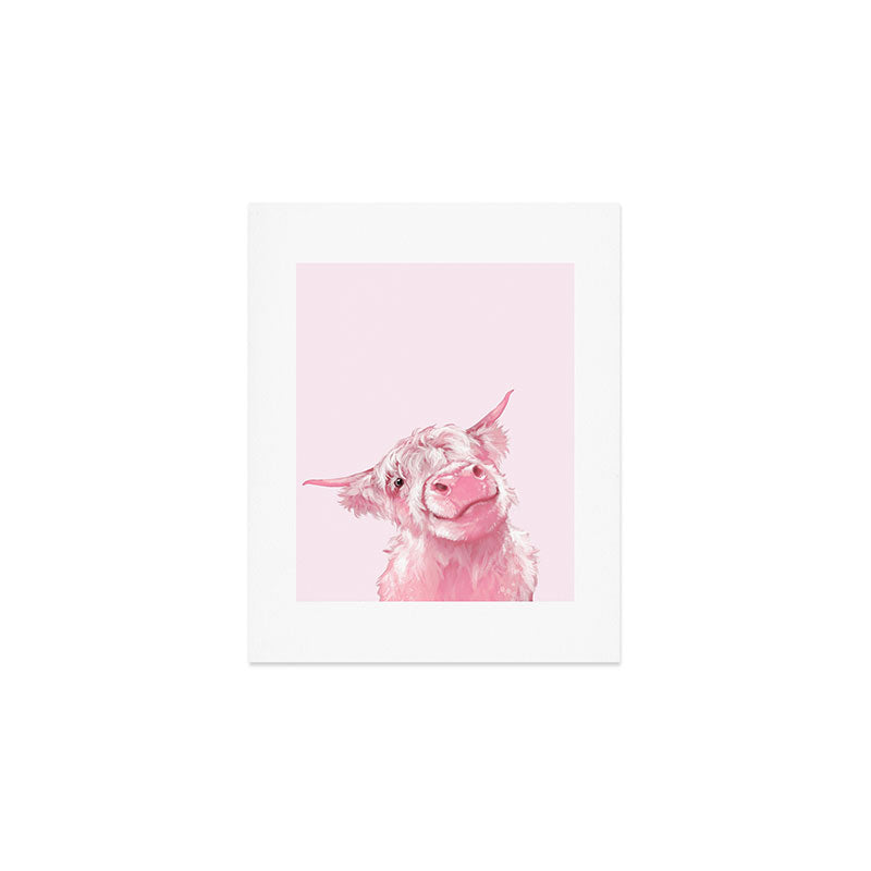 Highland Cow Pink Art Print Gallery Image 1