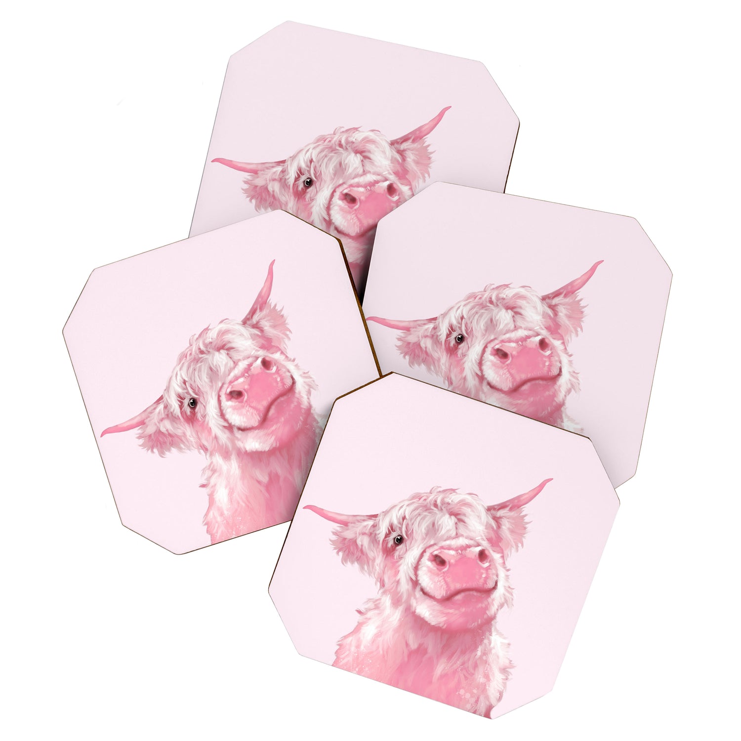 Highland Cow Pink Coaster Gallery Image 1