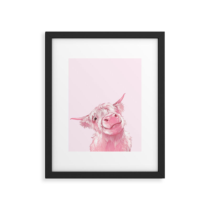 Highland Cow Pink Framed Art Print Gallery Image 4