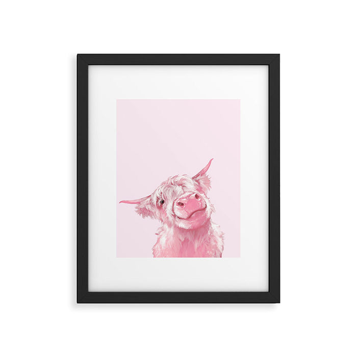 Highland Cow Pink Framed Art Print Gallery Image 1