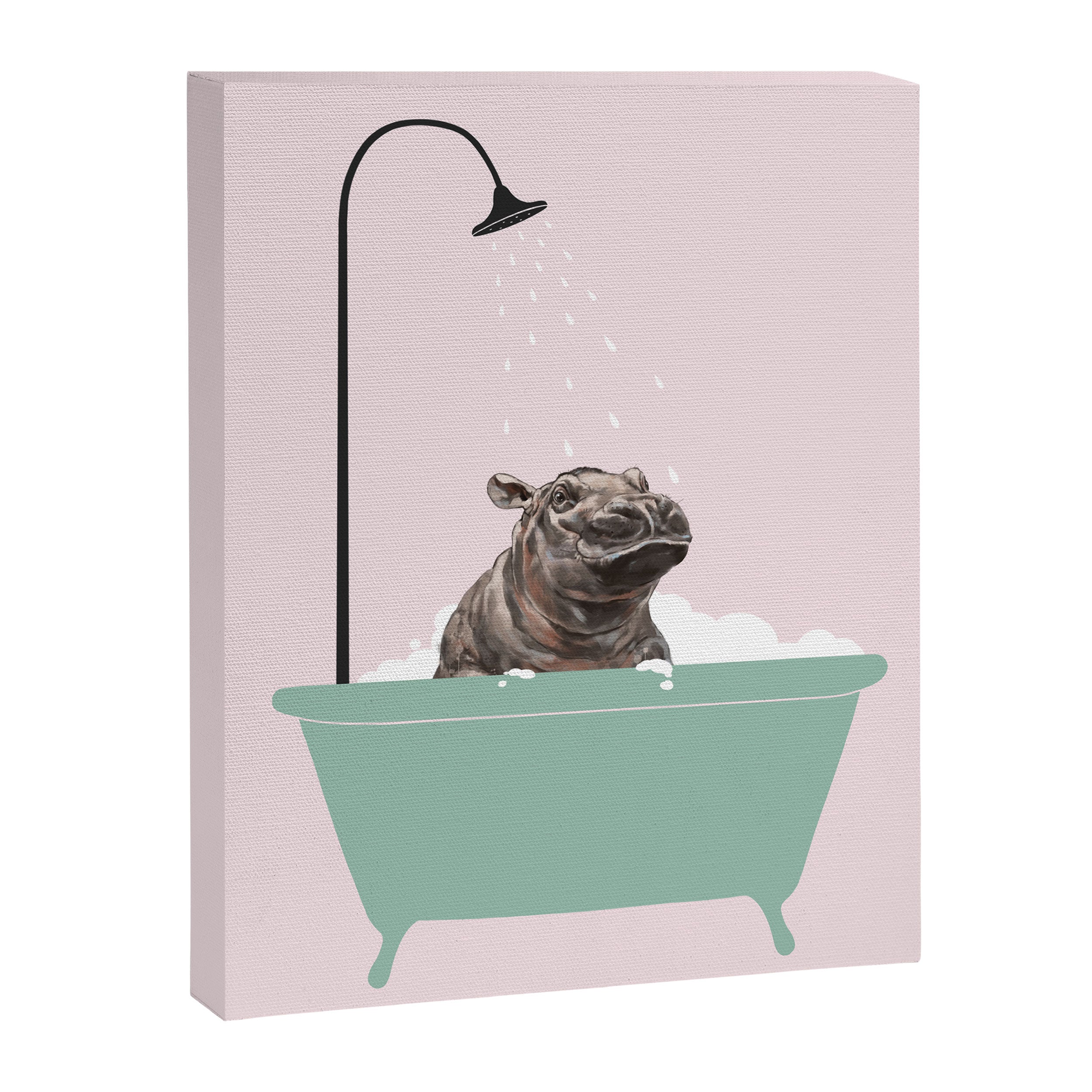 Hippo Enjoying Bubble Bath Canvas Print Gallery Image 8