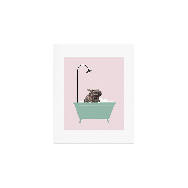 Hippo Enjoying Bubble Bath Art Print Gallery Image 1