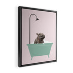 Hippo Enjoying Bubble Bath Framed Canvas Print Gallery Image 2