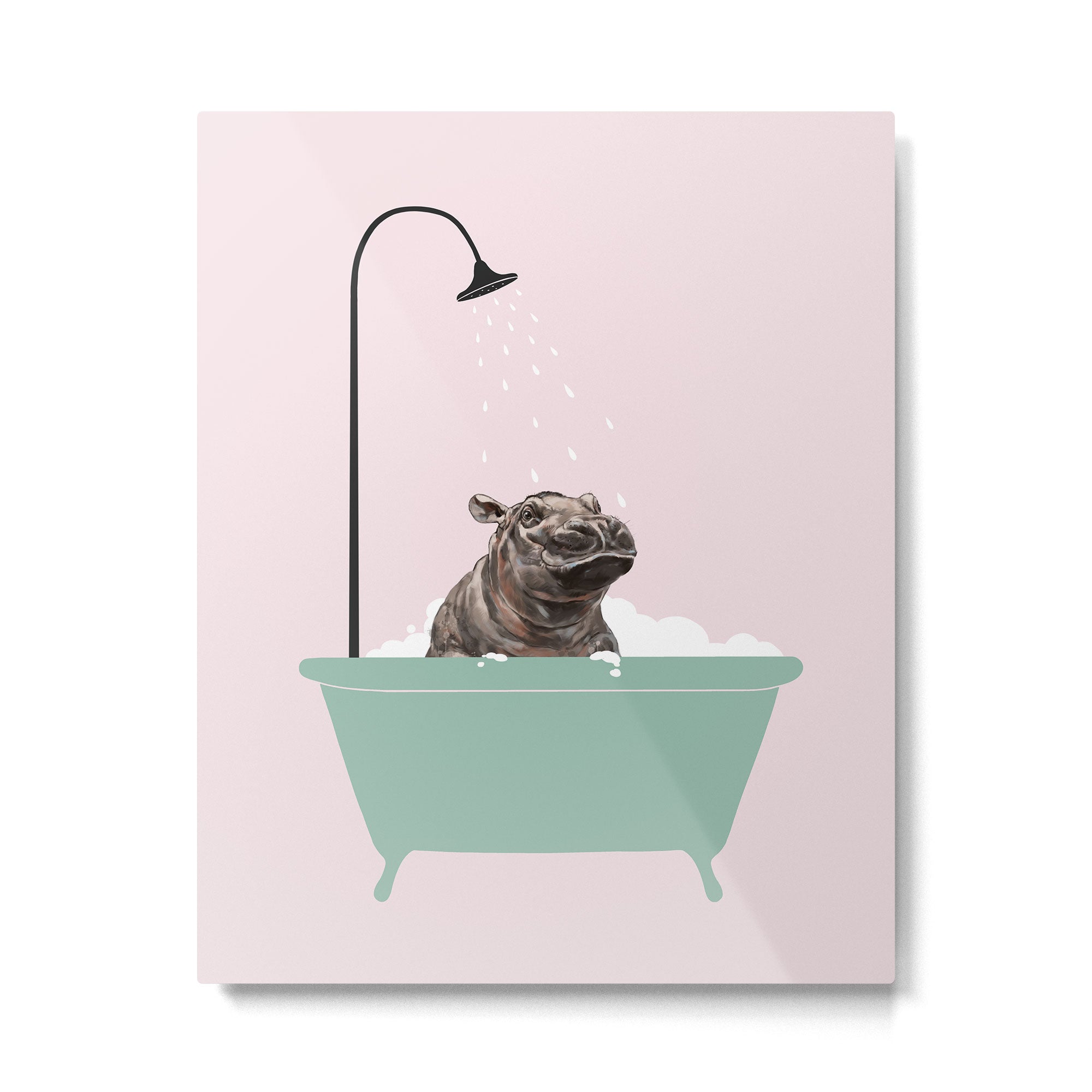 Hippo Enjoying Bubble Bath Metal Print Gallery Image 6