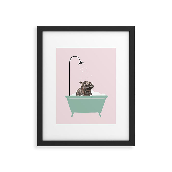 Hippo Enjoying Bubble Bath Framed Art Print Gallery Image 1