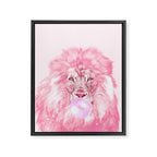Lion Chewing Bubble Gum in Pink Framed Canvas Print Gallery Image 8