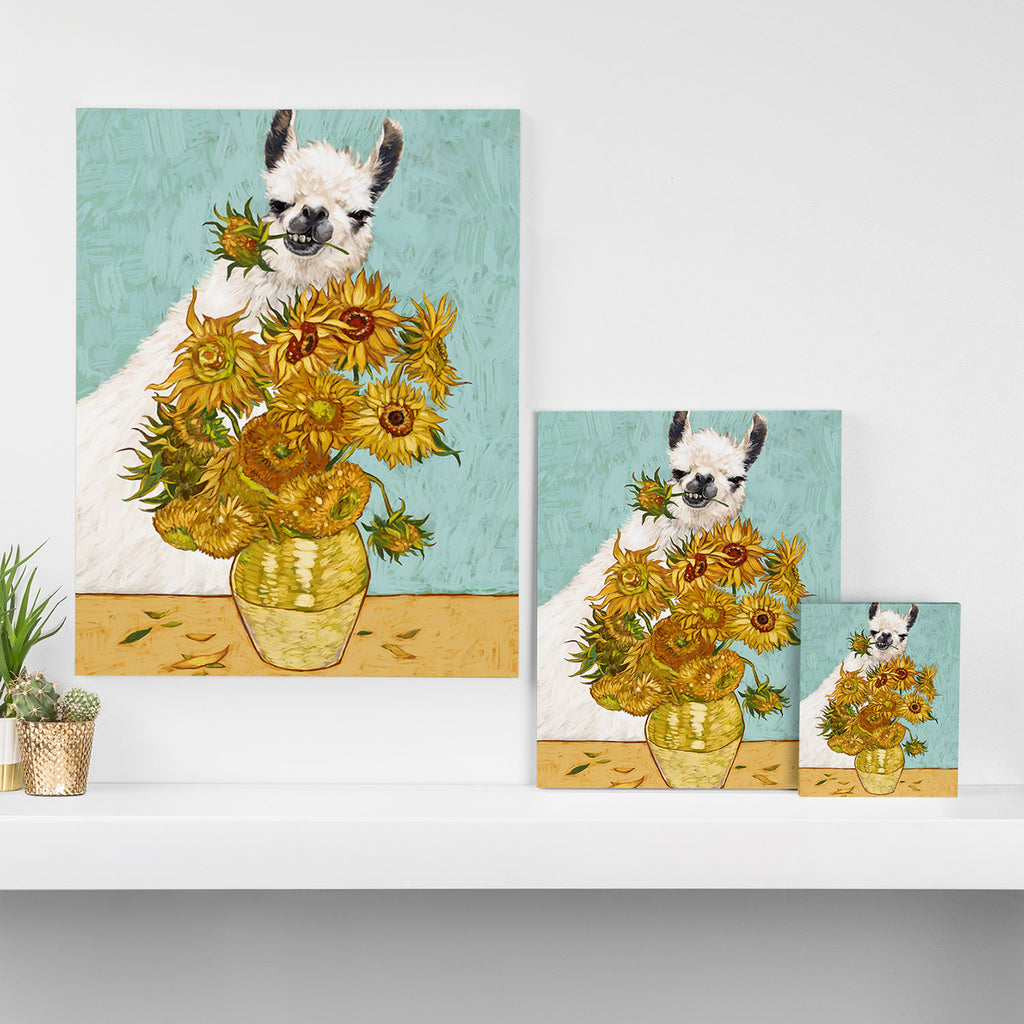 Naughty Llama and The Sunflowers Canvas Print Gallery Image 3