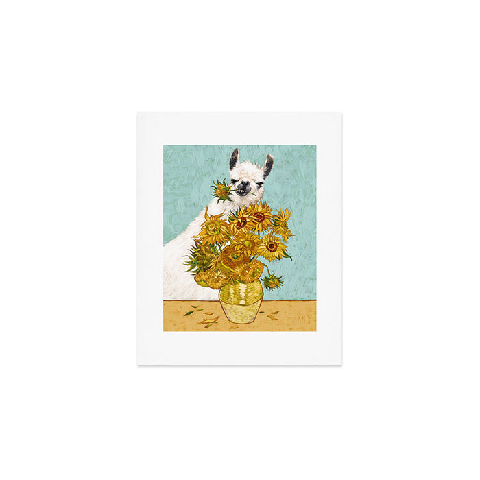 Naughty Llama and The Sunflowers Art Print Gallery Image 1