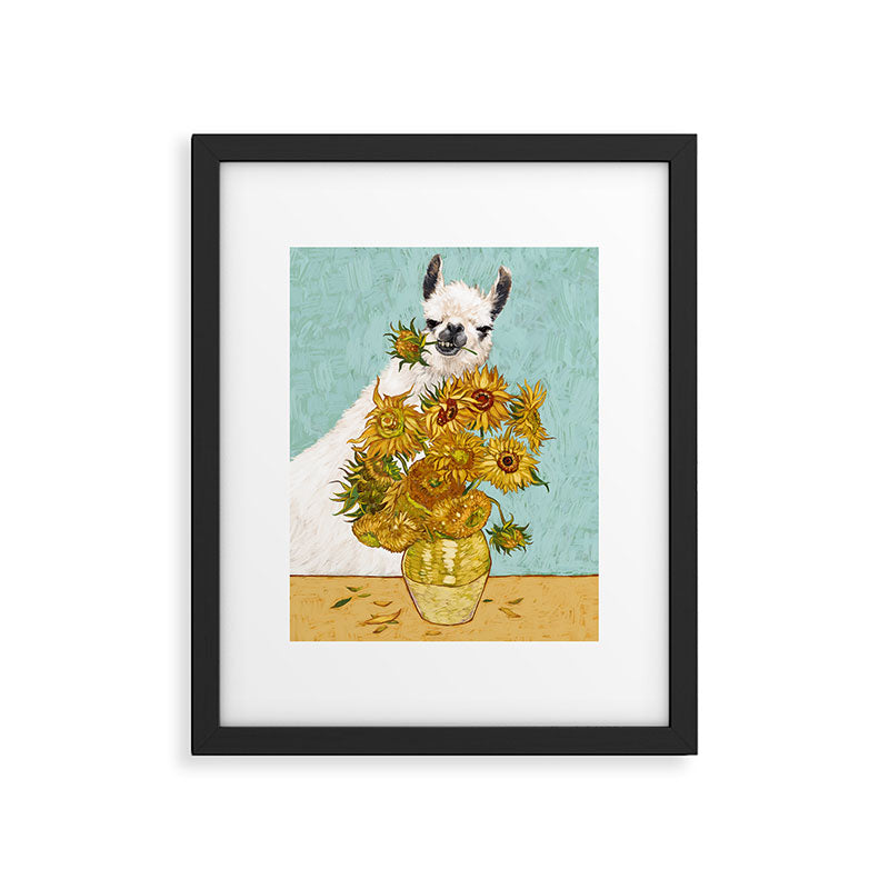 Naughty Llama and The Sunflowers Framed Art Print Gallery Image 6