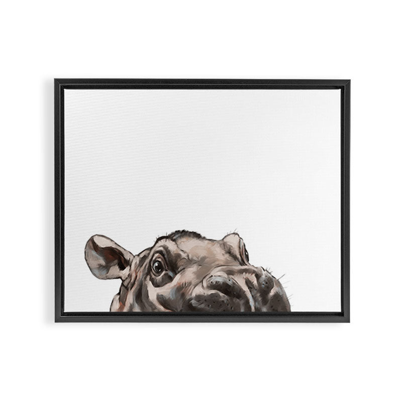 Peeking Baby Hippo Framed Canvas Print Gallery Image 8