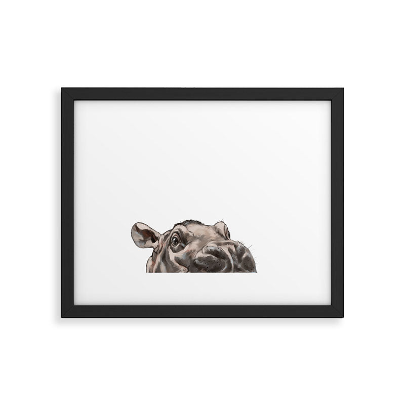 Peeking Baby Hippo Framed Art Print Gallery Image 4
