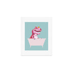 Pink T-Rex in Bathtub Art Print Gallery Image 1