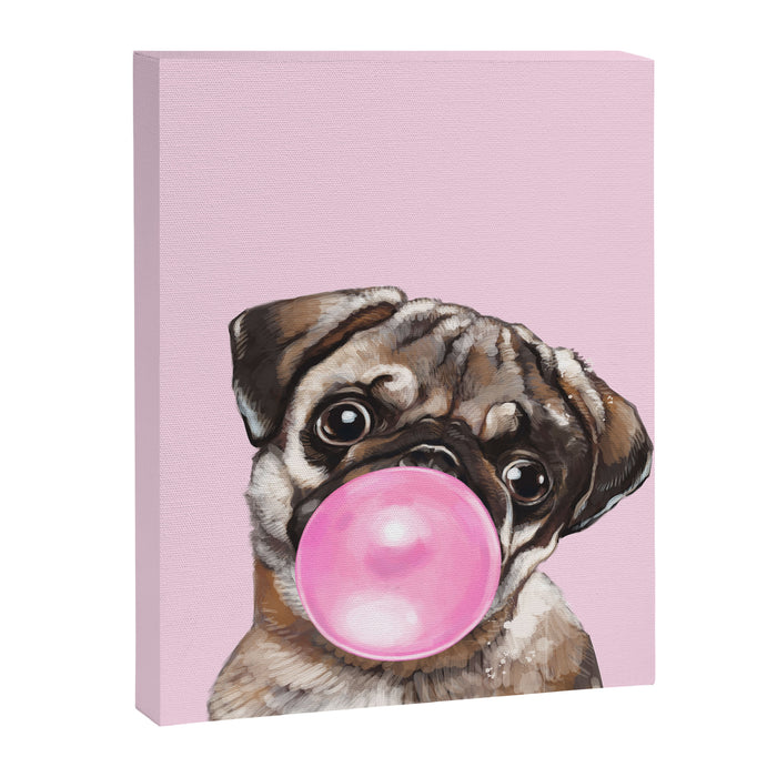Pug with Pink Bubble Gum Canvas Print Gallery Image 1