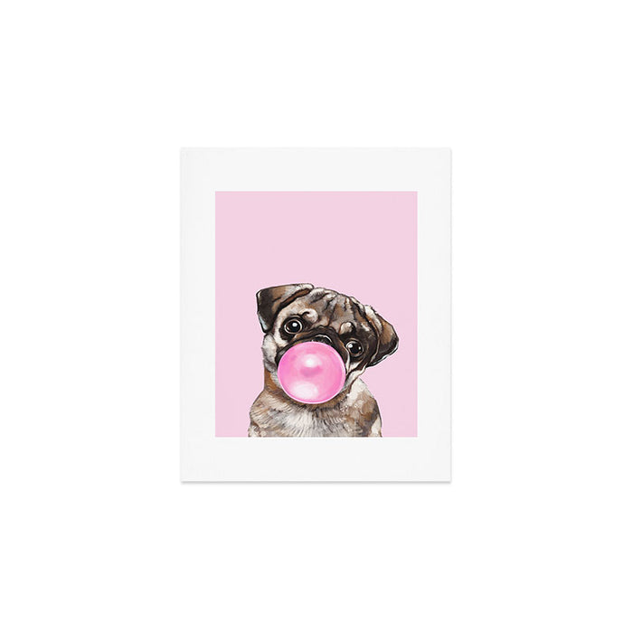 Pug with Pink Bubble Gum Art Print Gallery Image 1