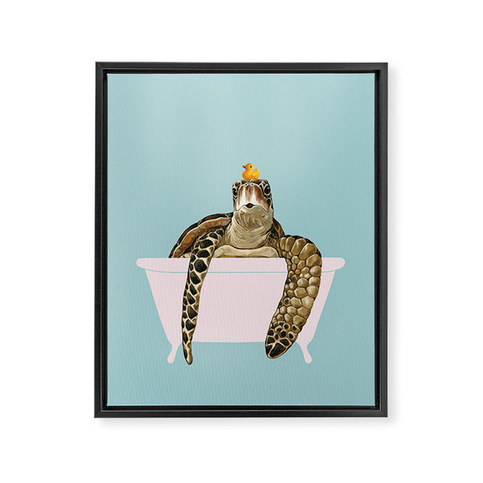 Sea Turtle in Bathtub Framed Canvas Print Gallery Image 1