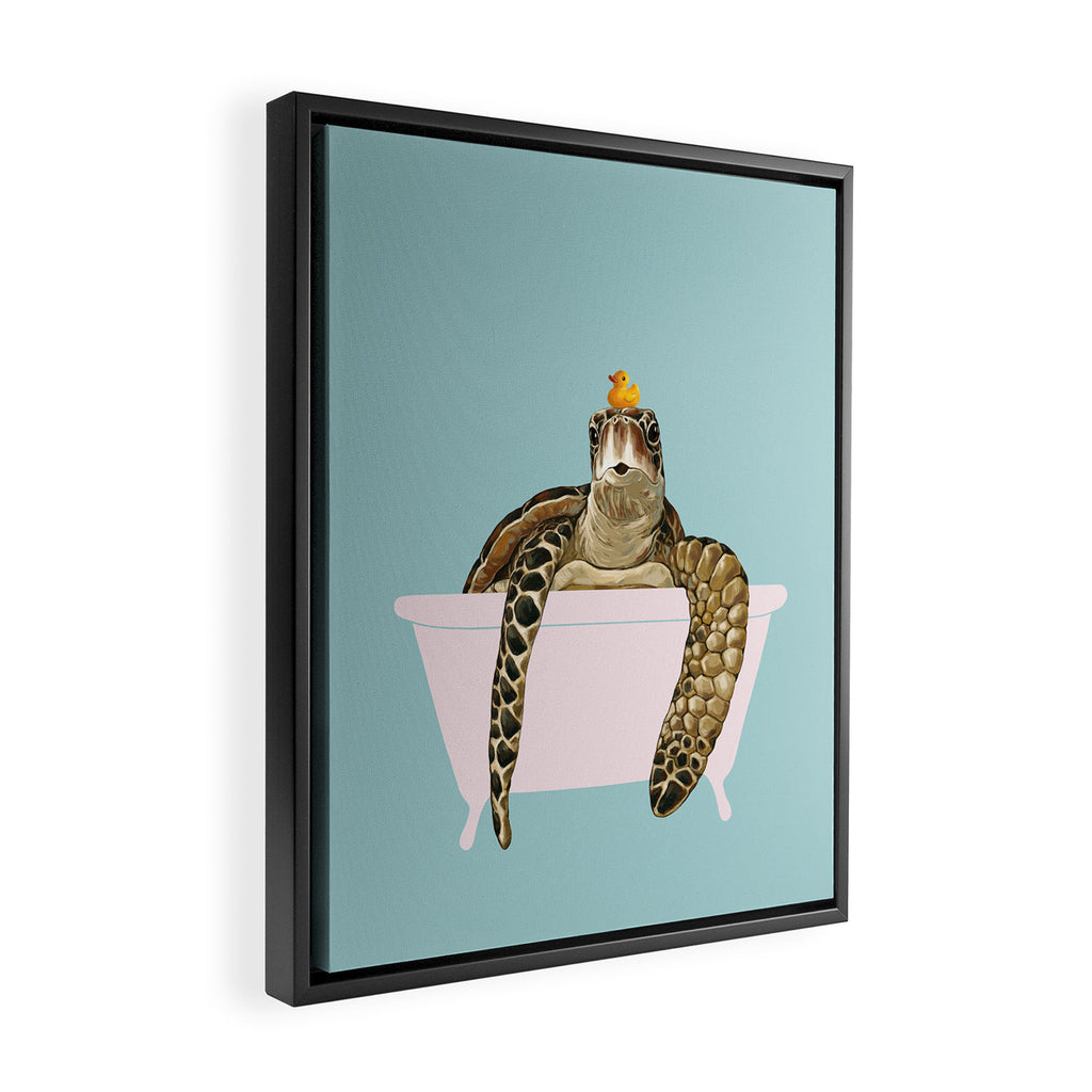 Sea Turtle in Bathtub Framed Canvas Print Gallery Image 2