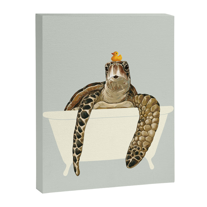 Sea Turtle in Bathtub #green Canvas Print Gallery Image 1